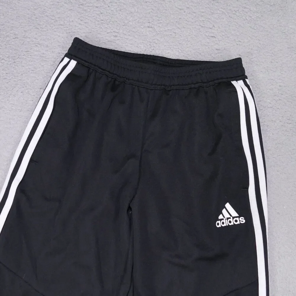 Adidas Men Small Black Tapered Jogger Pants 100% Polyester Ankle Zip